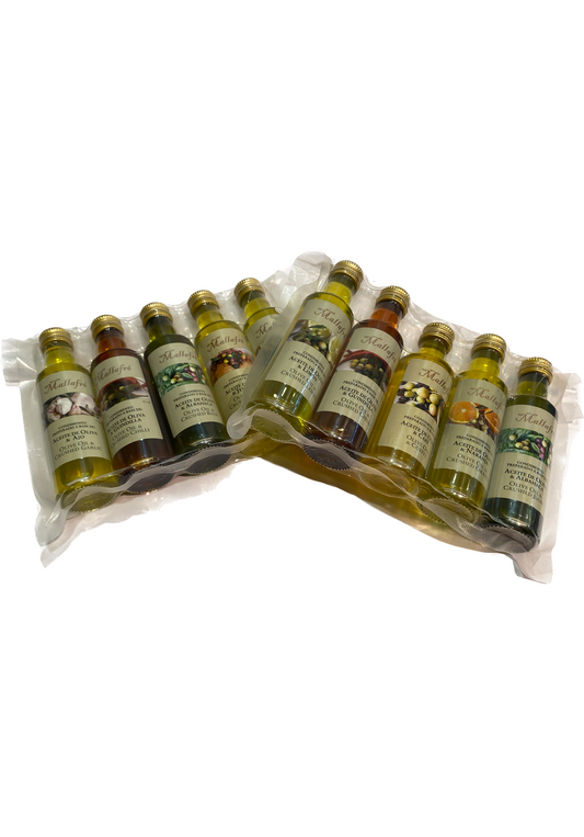 Pack of five mini bottles of Mallafré oil