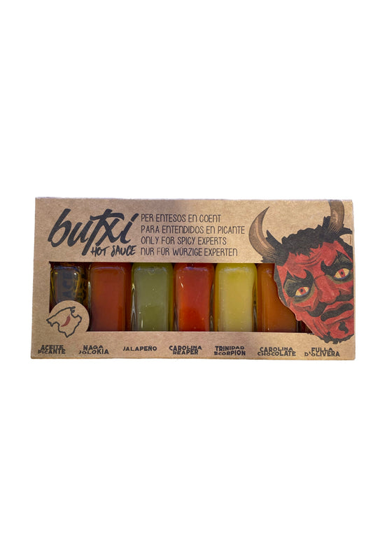 Pack of seven Butxi hot sauces