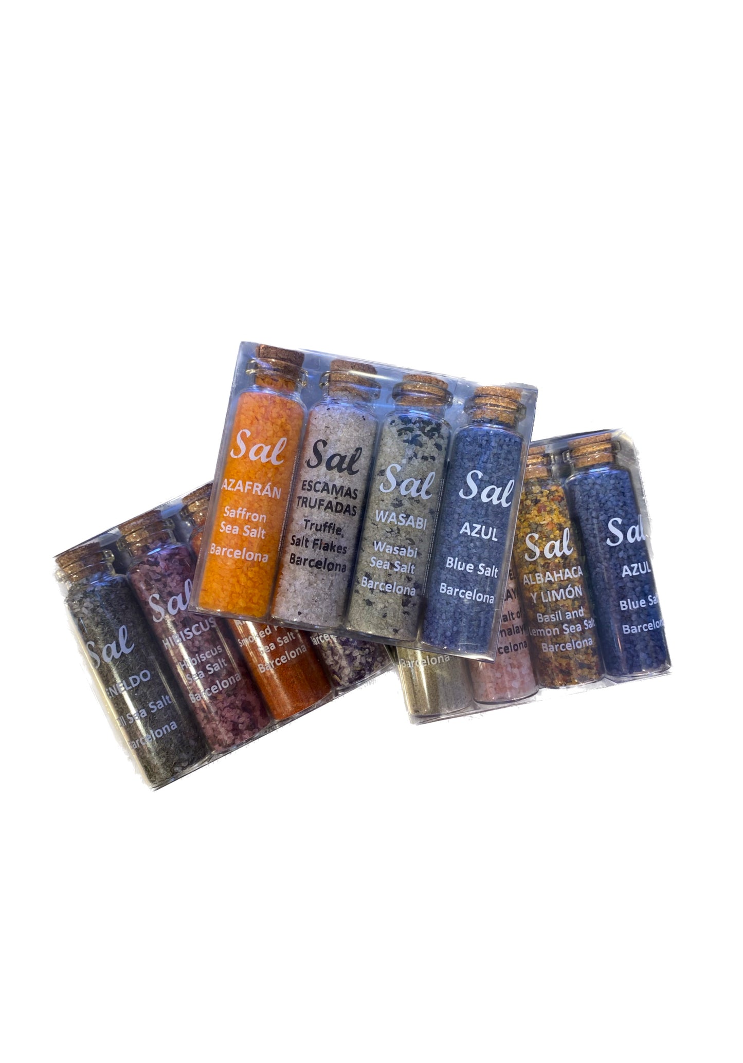 Pack of four salts of different flavors