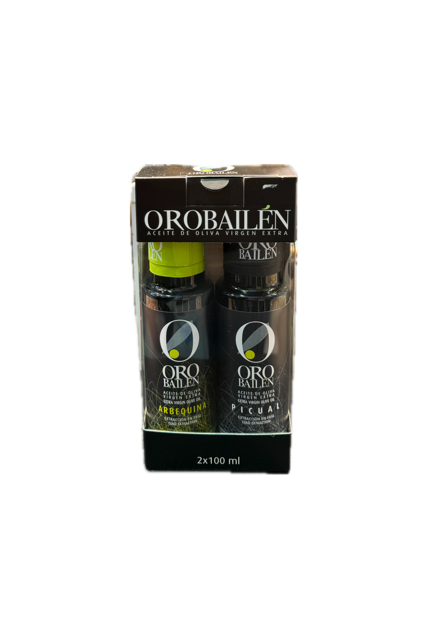 Pack de aceite de oliva arbequina y picual de Oro Bailén